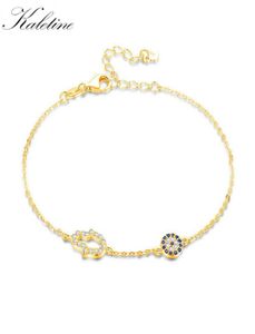 Kaletine 925 Sterling Silver Link Chain Armband för kvinnor Hamsa Hand Evil Eye Charm Armband Turkish Rose Gold Jewelry7984450
