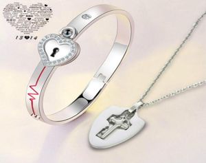 Konzentrische Schloss Armband Key Halskette Set für Männer und Frauen Paar Titanium Stahlschmuck Set Fashion Party Schmuck Jungen Mädchen 9397111