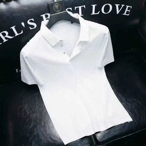 Men's T-Shirts Summer New Luxury Polo T-shirt Mens Business Fashion Loose Button Lapel Breathable Short Sleeved Gentleman T-shirt Mens M-4xl J240509
