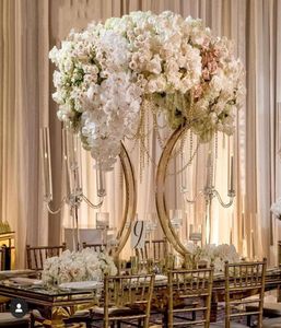 Party Decoration Rose Gold Metal Table Centerpieces Flower Stands Arrangement For Wedding4237551