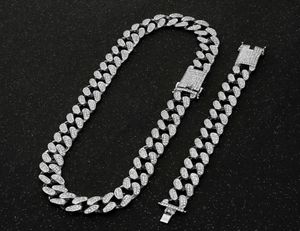 Cuban Men039s Mesh Necklace Gold Silver Necklace Ice Bracelet Sparkling Crystal Hip Hop Jewelry 20mm Q061752978284882419