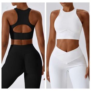 Fomentar os trajes de tracksuits de sutiã+calça de flare up up shopproof sports sports sports pilates thread beleza oca de volta tanque de sutiã de ioga