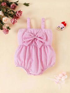 Mädchenkleider Sommer Baby süßer Stil süßes lässiges Halfterobenobe Pink Stripe Bow Reiseurlaub Komfort