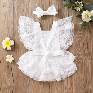 Rompers Princess Lace Floral Bodyuit for Girls Girls Summer Speate Scated Splicing Teste Teste.