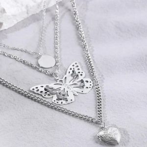 Pendant Necklaces Lost Lady Hollow Butterfly Three Layers Necklace For Women Simple Cute Girl Birthday Gift Clavicle Chain Jewelry