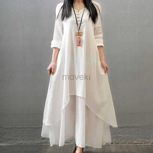 Urban Sexy Dresses Elegant and Exquisite Womens Cotton Dress 2023 White Vittorio Formal Occasion Dress Loose Large Vintage Womens Wear d240510