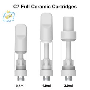 Atomizzatori da 0,5 ml da 1,0 ml da 2,0 ml C7 Cartucce a vapori a velo in ceramica 510 Filetto con filo vaporizzatore ad olio spesso ceramica carrelli vuoti a vite bianca boccaglio in schiuma