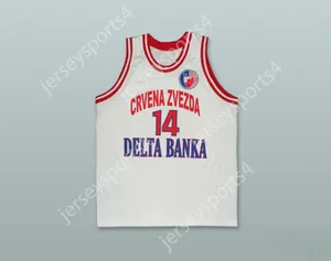 Niestandardowy nie męski młodzież/dzieci mileko Temat 14 kK crvena Zvezda Serbia White Basketball Jersey Top Sched S-6xl