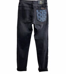 Designer Mens Jeans Luxury Stretch Jeans med bokstav L Lyxig affärsförhandlingsparning med svarta jeans lädermärke