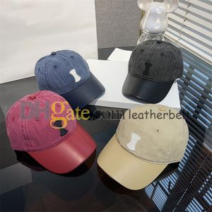 Fashin Denim Ball Cap Designer Кожаный лоскут бейсболка мужчины женские вышивающие манжель