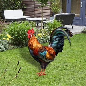 Garden Decorations Rooster Animal Statue Stakes Livläge golvdekoration Väderbeständig kycklingskulptur för gårdsgårdsgård utomhus bakgård