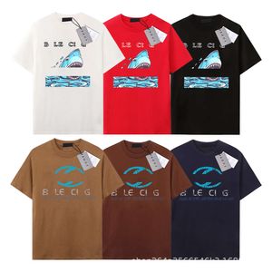 Paris Fashion Brand B High Edition Classic New Men's and Women's Summer T-shirt z krótkim rękawem kreskówka nadruk czysta bawełna