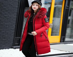 2022 Women039s Down Parkas Winter Jacket Big Fur Collar Thick Slim Coat Fashion Hooded Cotton Outerwear Long Woman Coat3143140