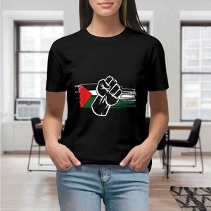 Women's T-Shirt Palestinian Design Palestinian First Proud Palestine Flag Shirt Graphic Shirt Casual Short Silver Female T-shirt Size S-4XL Y240506