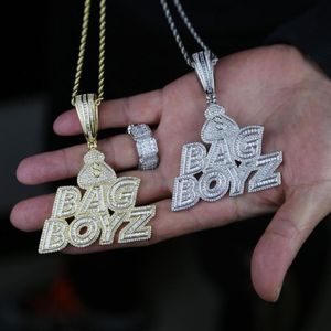 Catene Punk Styles Collana con lettera piena di lettere pavimentata con zircone cubico Boyz Charm Scondant Rope Chain for Men Boy Hip Hop5491386