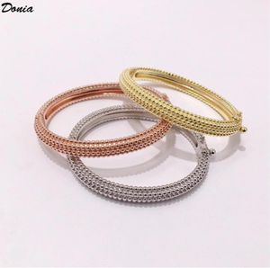 Donia Jewelry Luxury Bangle European e American Fashion Exagerou Big Windmill Fiverow Pearl Copper Bracelet personalizado Des4688302