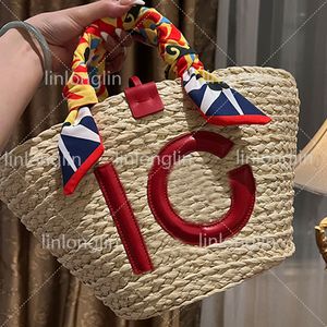 luxury beach bag weave straw bag summer tote bag large capacity designer bags weekend handbag 10A willow woven vegetable basket shoulder bag travel pouch