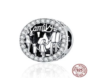 Adatto a Paporo Love europeo Makes a Family Charm Bead con braccialetti di gioielli in bracciale CZ Pendenti Pendants Real Sterling Silver 9253379156