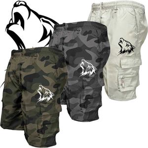 Herren Shorts Mens Elastic Taille Cargo Arbeitshosen Lange Shorts im Freien im Freien Hälfte Pantsl2405