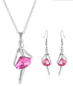 Crystal Dancing Ballet Girls Pingente Brincos de Jóias de Casamento de Casamento Prata Silver Charm de Mulher Elegante Partem Charme Earrrring N1569119