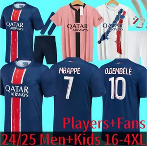 Rozmiar 16-4xl 24/25 SPSG koszulki piłkarskie MBAPPE Maillots Paris Germains Player 10 Hakimi Sergio Ramos M.asension 2023 2024 Football Jersey Men i dla dzieci zestaw zestawów