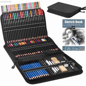 Pencils 96 pieces of advanced drawing pencil set including 72 colored pencils and 24 sketch sets art pencil set in zippered travel box gift d240510