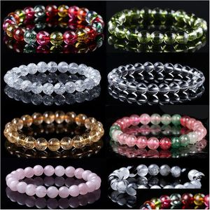 Beaded 8Mm Aaddadd Beads Natural Stone Strands Bracelet Agate/Amethyst /Rose Quartz /Lapis Lazi/Malachite/Tiger Eye Fashion Dhgarden Dhgee