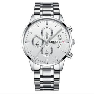 Nibosi Brand Quartz Chronograph Stopwatch Mens Watches Stainless Steel Band Watch Watious Date Life Waterproofwatches 193b