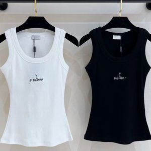 Fashion tank top women Embroidery Logo Tops Women Summer Short Slim Navel exposed outfit Elastic Sports Knitted Tanks Womens Vest Knitted Pullover Crop Top