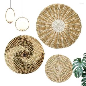 Decorative Figurines Woven Wall Basket Decor Natural Boho Seagrass Fruit Bowl Rattan Hanging For Home Bedroom Kitchen Living Room