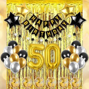 Decoração de festa 45pcs/conjunto Black Gold Balloon Kit Confetti Latex Happy 30 40 40 anos de aniversário decoração de adultos