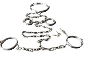 Bondage krage handleds fotled manschetter siamese rostfritt stål tunga kedjor sele bondage växel vuxen slav bdsm set4595667