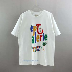 Designer skjortor sommar USA mode färgfull bokstäver tryck t shirt män kvinnor kokosnöt träd tee gata casual bomull tshirt man kläder
