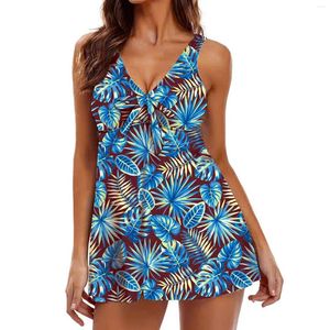 Frauen Badebekleidung Split Badeanzug Spring Beach gegen Hals bedruckte Rock Tankini