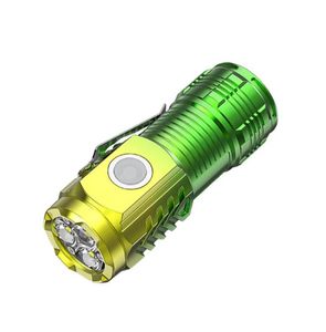 High Power Led Flashlights MINI Torch With 3 LED and Powerful Magnet Self-defense Lamp 5 Lighting Modes Bright Outdoor Lights