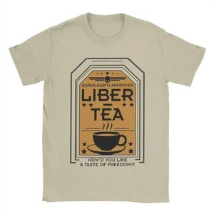 Summer Mens Tshirts Liber Tea Helldivers Game Printed Vintage Cotton Super Earth Shirt Ope Super Earth