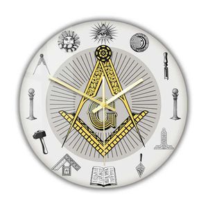 Orologi da parete Freemasonry Exchange White Square Simbolo Simbolo della bussola Orologio Fantasy Decorazione casa Silent Quartz Q240509