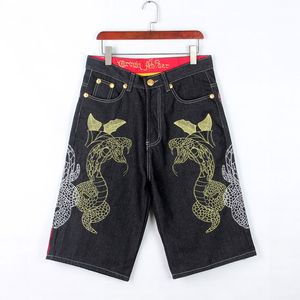 Homens lavados jeans shorts masculinos shorts masculinos sete pontos casuais soltos slim rasgado coreano coreano grande tamanho de bordado de verão calças mais tamanhos 30-46