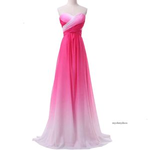 Gorąca sprzedaż prawdziwe zdjęcie Ombre wieczorowe sukienki Summer Nowy gradient kolorowe seksowne sukienki imprezowe vestido de festa bal maturalny HJ07 0510