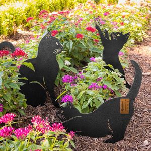 Realsteel 3 Pack Steel Decor Yard Decorations Gift for Cat Lovers Lawn Ornaments and Statues I Garden Signs Decorative Outdoor