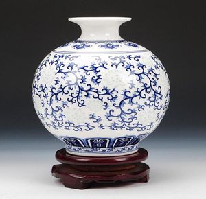 Vazolar Jingdezhen RicePattern Porselen Nar Vazo Antika Blueandwhite Kemik Çin Dekorasyon Seramik3682477