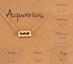 Birthday Gift Gold Plated 12 Zodiac Sign Pendant Wish Card Charm Gold Chain Choker Astrology Necklace Jewelry For Women4425299