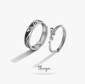 Thaya Women Rings Jewelry 3D Texture Rings Blue Planetカップル925スターリングシルバーリング女性婚約ギフト2010061866202