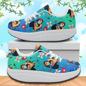 Casual Shoes INSTANTARTS 2024 Style Lace-up Platform African Pattern Air Cushion Sneaker For Women Soft Walking