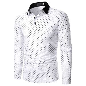 Polos masculinos homens longos slve polo pólo onda de onda de ponto de impressão camisa polo nova moda casual confortável clássico homem lapela tops y240510esqu