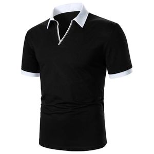 Polos de polos masculinos contrastam splicing slves curtos camisa pólo tops strtwear moda casual masculino vibração vibrada pólo y240510lrls