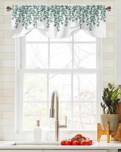 Curtain Eucalyptus Leaves Branches Texture Window Living Room Kitchen Cabinet Tie-up Valance Rod Pocket