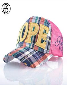 FS Summer Truckers Hat com Mesh Plaid Baseball Cap para homens Mulheres Snapback Streetwear Breathable Hip Hop Fashion Yellow Dad Hats5703636