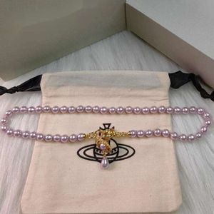 Designer Vivienewestwood Viviane Viviennes Westwood Jewelry Pendant Halsband Wood Aleksa Baroque Purple Pearl Saturn Necklace For Women Sister Goth Hometown