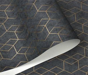 Dunkelgrau geometrische Tapete roll schwarz graues wallpapier modernes Design Schlafzimmer Wohnzimmer Hintergrund Haus Wanddekoration1678678